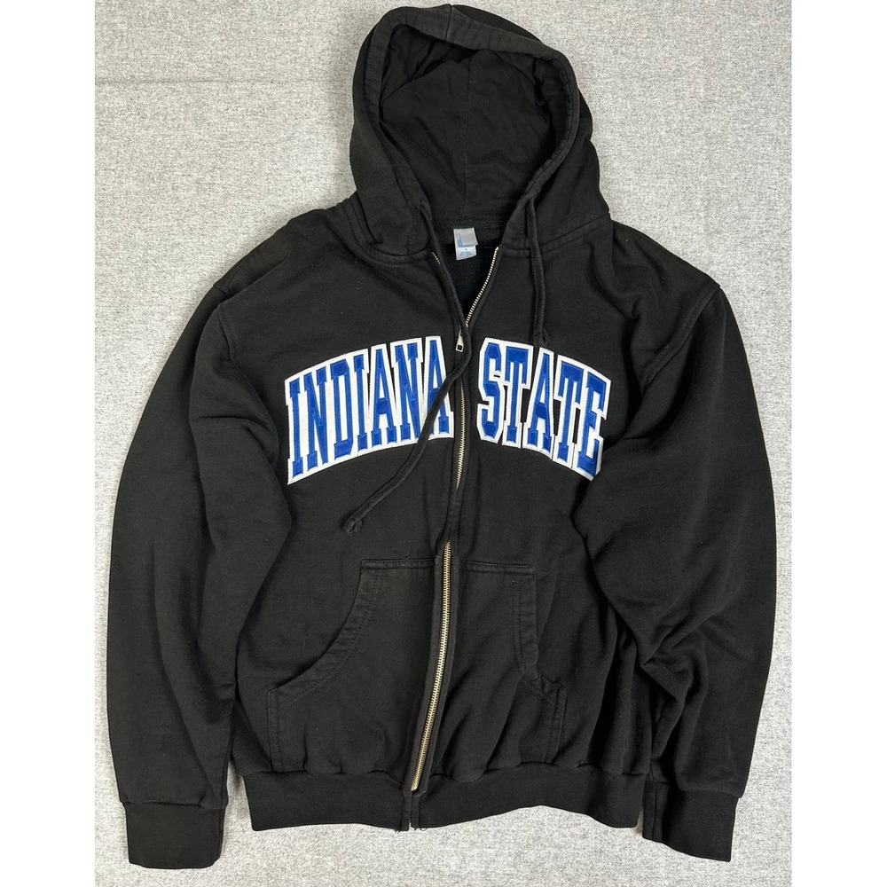Indiana State University‎ Full Zip Hoodie Medium Black ISU Jacket Sweatshirt